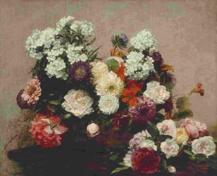 a painting of a vase full of flowers