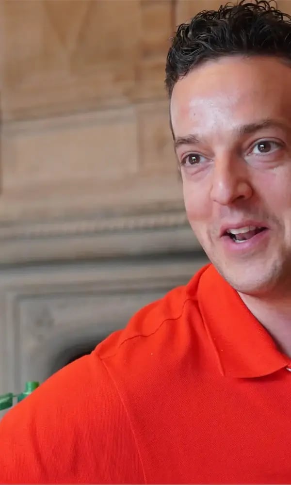 Employee happily talking