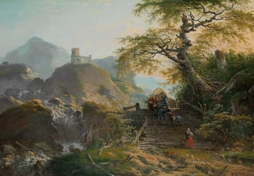 Fine art painting of an uphill journey