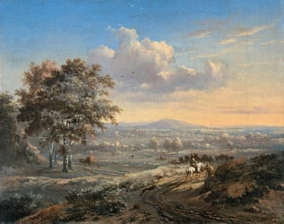 a painting of a rural landscape