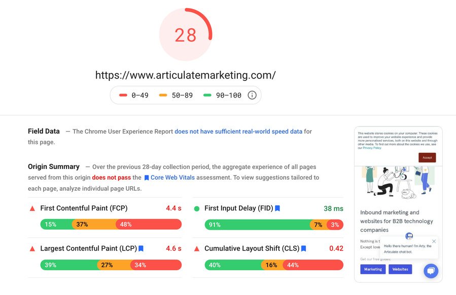 hubspot chatbot - page speed