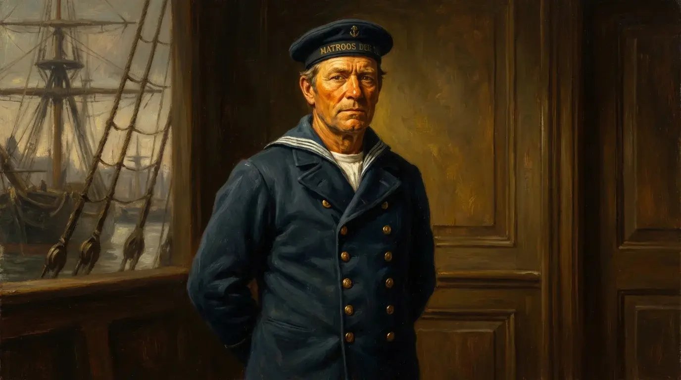 Painting of a historical navy sailor.