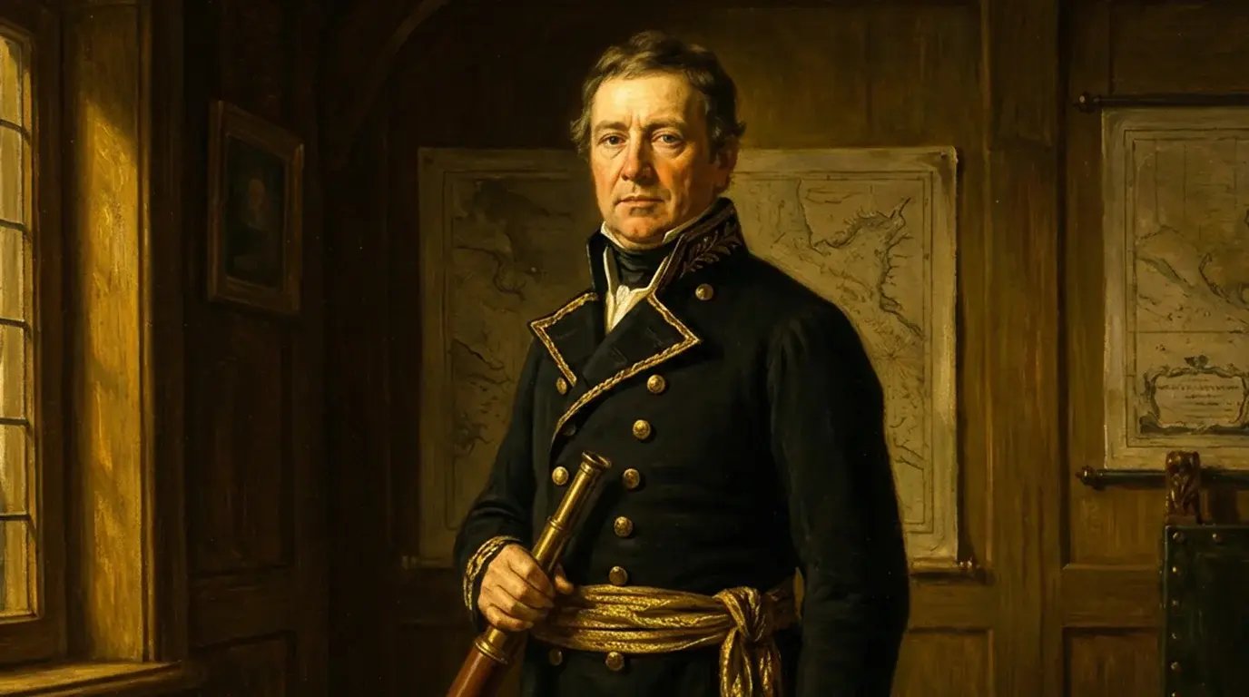 Painting of a historical navy officer.