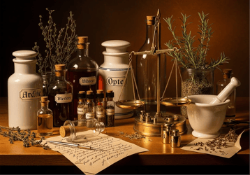 Fine art painting of a kitchen counter top