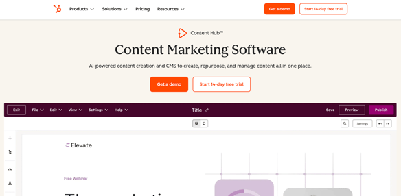 HubSpot Content Marketing Software page