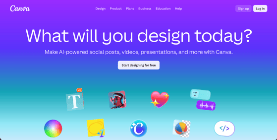 Canva homepage