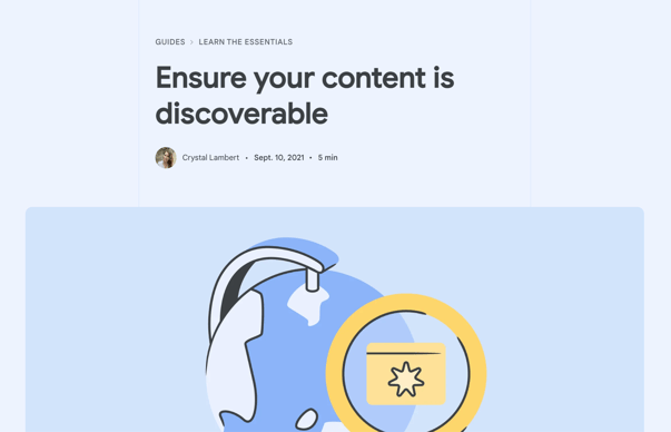 Google guide, titled 'Ensure your content is discoverable'